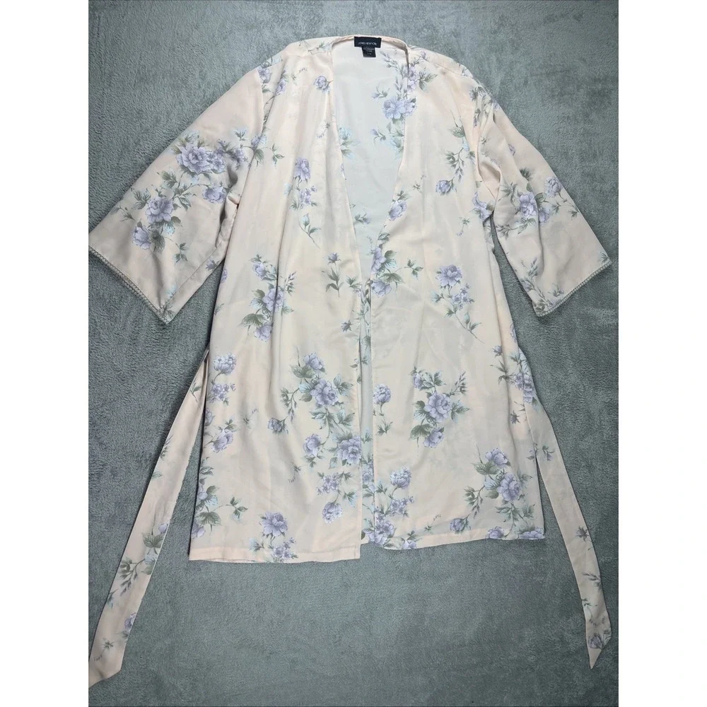 Jones New York Peach Floral Design Robe Size L/XL